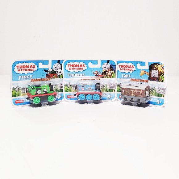 Thomas& Friends Sodor Safari Metal Engine Thomas, Percy and Toby Train Lot - Picture 1 of 10